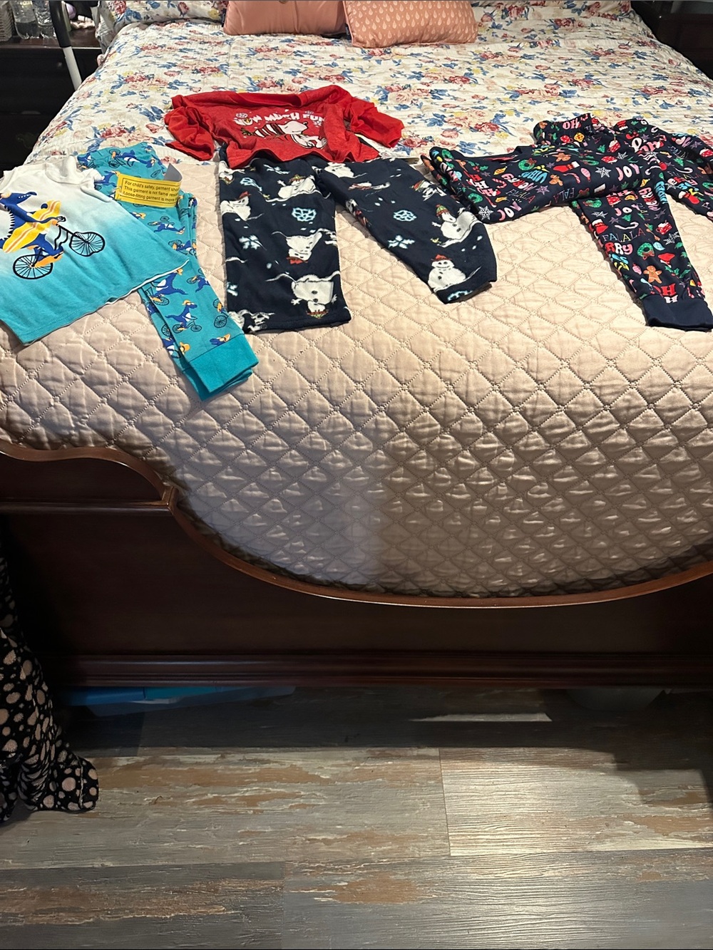 Kids Pajama Set Lot of 3 in Teal, Red, Navy.